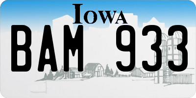 IA license plate BAM933