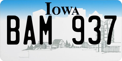 IA license plate BAM937