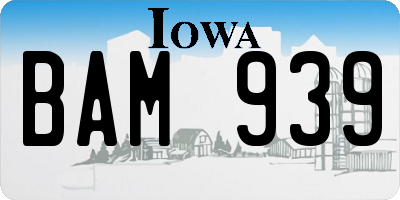 IA license plate BAM939