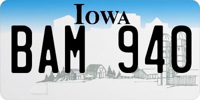 IA license plate BAM940