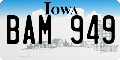 IA license plate BAM949