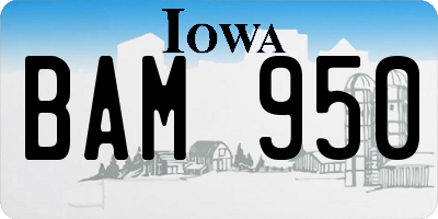 IA license plate BAM950