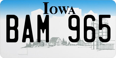 IA license plate BAM965