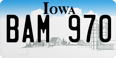IA license plate BAM970
