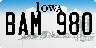 IA license plate BAM980