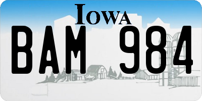 IA license plate BAM984