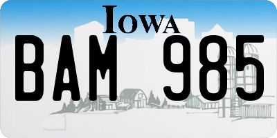 IA license plate BAM985