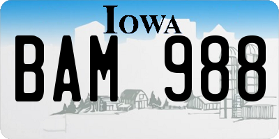 IA license plate BAM988