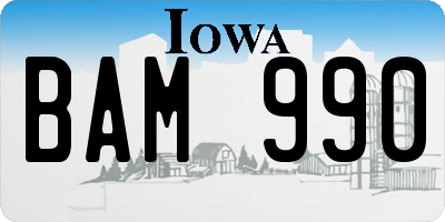 IA license plate BAM990