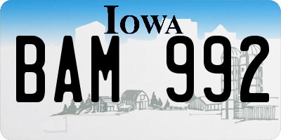 IA license plate BAM992