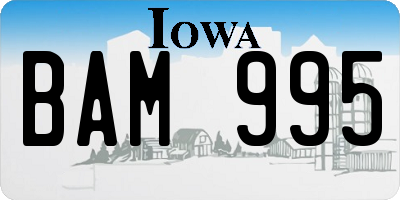 IA license plate BAM995