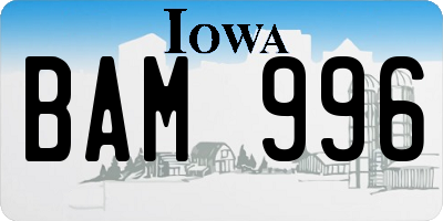 IA license plate BAM996