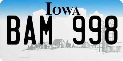 IA license plate BAM998
