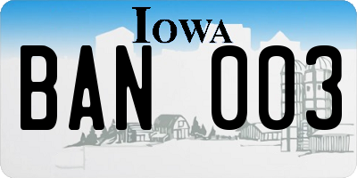 IA license plate BAN003
