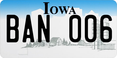 IA license plate BAN006