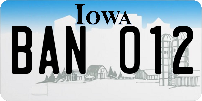 IA license plate BAN012