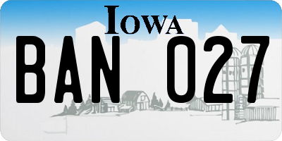 IA license plate BAN027