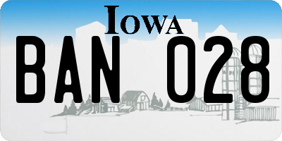 IA license plate BAN028