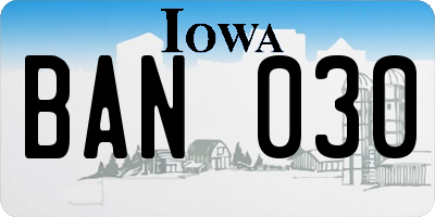 IA license plate BAN030