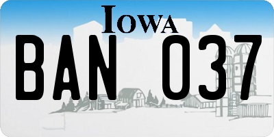IA license plate BAN037