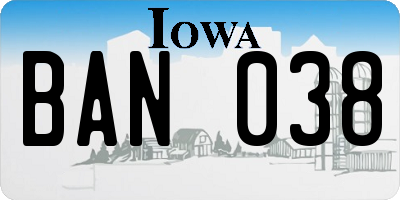 IA license plate BAN038