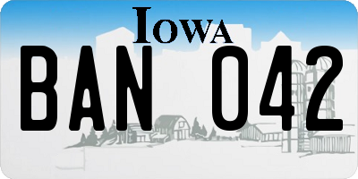 IA license plate BAN042