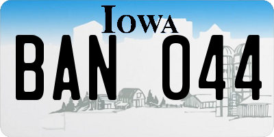 IA license plate BAN044