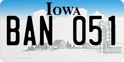 IA license plate BAN051