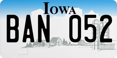 IA license plate BAN052