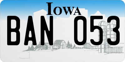 IA license plate BAN053