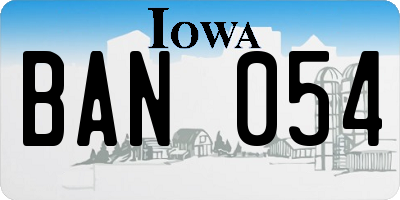 IA license plate BAN054