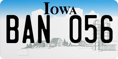 IA license plate BAN056