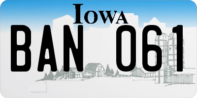 IA license plate BAN061