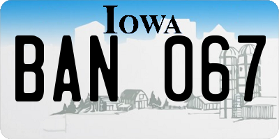 IA license plate BAN067