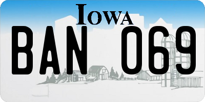 IA license plate BAN069