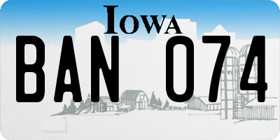 IA license plate BAN074
