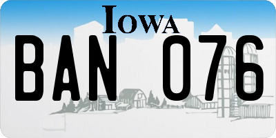 IA license plate BAN076