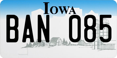 IA license plate BAN085