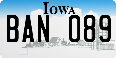 IA license plate BAN089