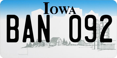 IA license plate BAN092