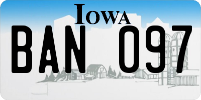 IA license plate BAN097