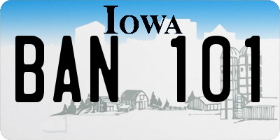 IA license plate BAN101