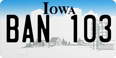 IA license plate BAN103
