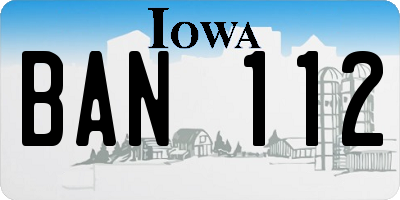 IA license plate BAN112