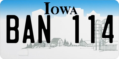 IA license plate BAN114