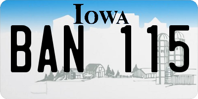 IA license plate BAN115