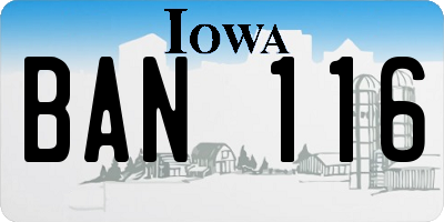 IA license plate BAN116