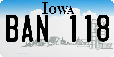 IA license plate BAN118