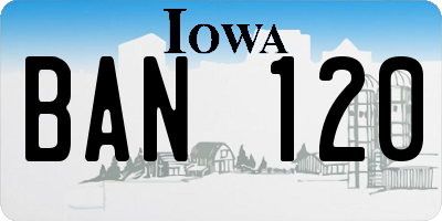 IA license plate BAN120