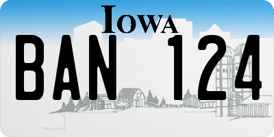 IA license plate BAN124